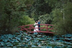 Natalie & Kyle on the red bridge at Lichterman Nature Center.