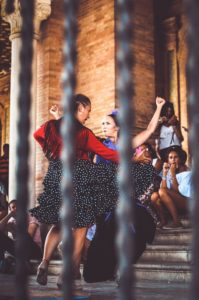 two women practicing dance together