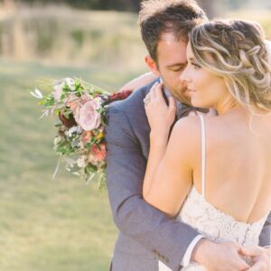 couple posing for wedding - Kari & Camron's first dance