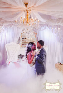 Carla and Loray stare into each other's eyes during first dance