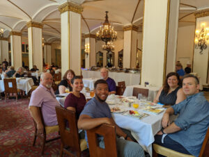 The crew from Cat's Ballroom enjoying brunch during their dance weekend in Hot Springs